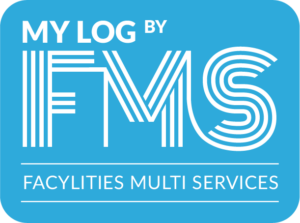 FMS Logo My log blanc fond bleu